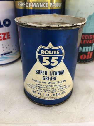 Vintage Route 55 Chicago Sovereign 1 Pound Cup Grease Metal Oil Can