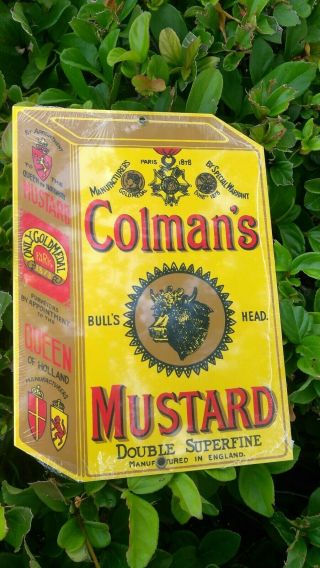 Vintage Porcelain Colmans Mustard Sign Rooney Rare Heavy Diner Classic Enamel