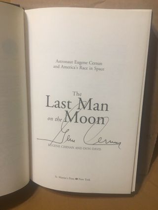 Eugene “gene” Cernan Signed Book “last Man On The Moon” Astronaut