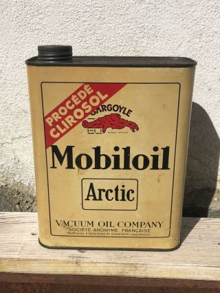 Mobiloil Oil Can 1930 Gargoyle Arctic Vacuum Company Garage Auto Moto Sign Tin