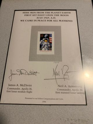 Neil Armstrong And James Mcdivitt Signed Stamp