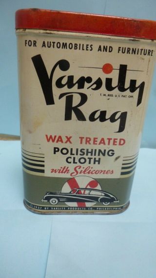 Vintage Varsity Ray Polishing Cloth Tin Can With Polish Cloth