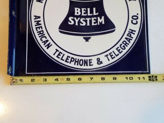American York Telephone Bell System Flange Sign Porcelain Double Sided Old 7