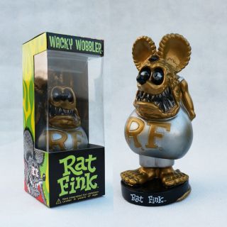 Gold Rat Fink Figure Roth Ed Biig Daddy Funko Bobblehead Wacky Wobbler Gift
