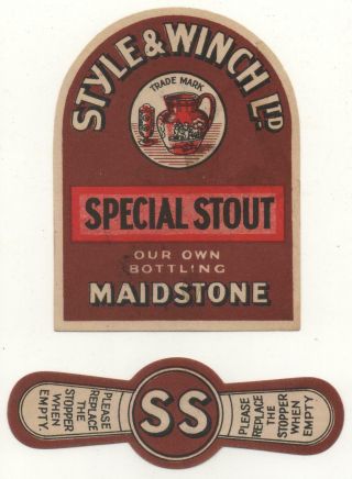 Old Beer Label/s - Uk - Style & Winch - Ss - 90mm Tall