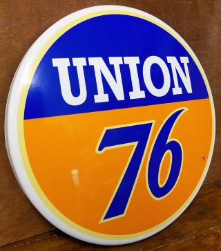 Union 76 Gas & Oil 14 " Round Dome Gasoline Porcelain Enamel Advertising Sign