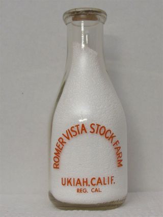 Trpq Milk Bottle Romer Vista Stock Farm Dairy Ukiah Ca Mendocino County Jersey