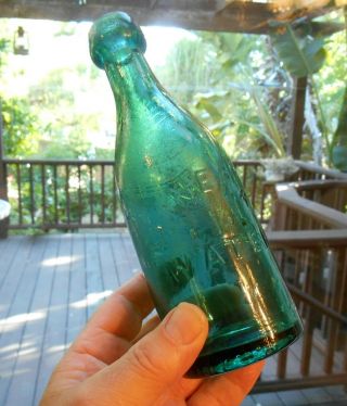 Early Teal - Green Blob Soda Mineral Water Honesdale Glass Pa