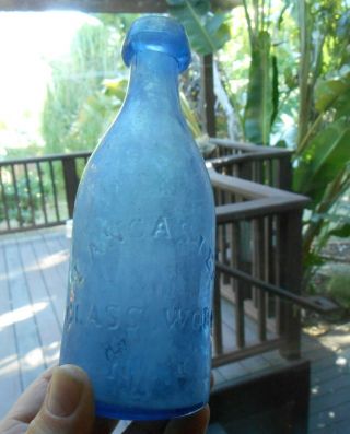 1850s Blue Soda Lancaster Glass N.  Y.  Big Pontil.  Dug In Cal