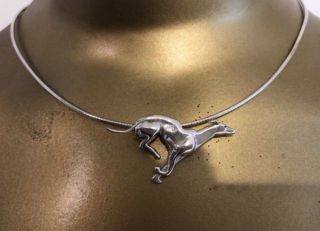 Greyhound Pendant - Sterling Silver On Choker