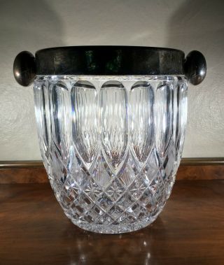 Antique English Silver & Cut Glass Crystal Champagne Bucket - 9 " X 7 " - 9 Lbs.