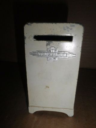 Great old white metal Frigidaire Refrigerator still bank c1940 ' s 3