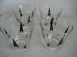 MCM Vintage Mid - Century Modern Cocktail Pitcher And Glass Set 3