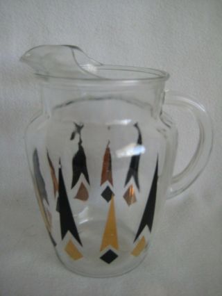 MCM Vintage Mid - Century Modern Cocktail Pitcher And Glass Set 5