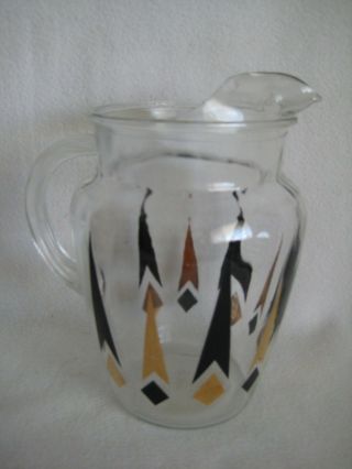 MCM Vintage Mid - Century Modern Cocktail Pitcher And Glass Set 7