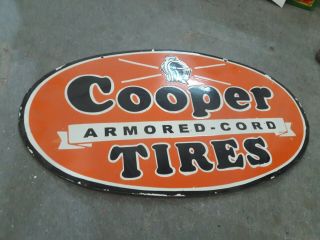 Porcelain Cooper Tires Enamel Sign Size 18 X 30 Inches Double Sided