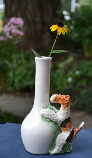 Fox Terrier.  Handsculpted Ceramic Vase.  Ooak.  Look