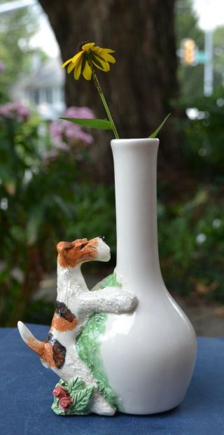 Fox Terrier.  Handsculpted ceramic vase.  OOAK.  LOOK 4