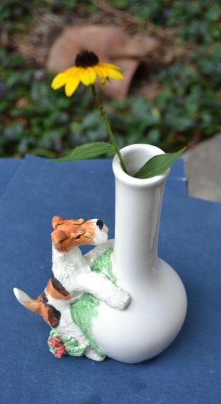 Fox Terrier.  Handsculpted ceramic vase.  OOAK.  LOOK 5