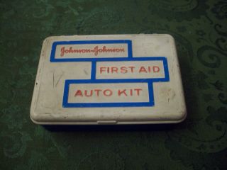 Vintage Johnson & Johnson First Aid Auto Kit Full With Items Circa 1960