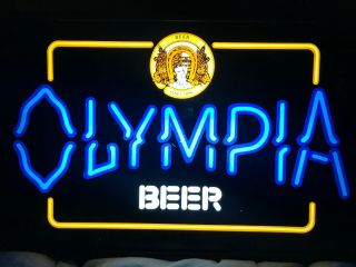 Vintage Olympia Beer Neo Neon Lighted Sign 14 " X 22 " Rare Excel.  Cond.