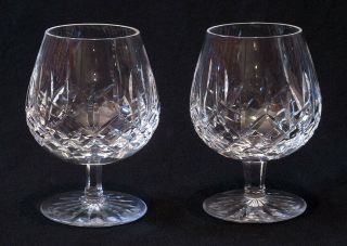 Waterford Crystal Pair 2 Lismore Balloon Brandy Glasses Snifters
