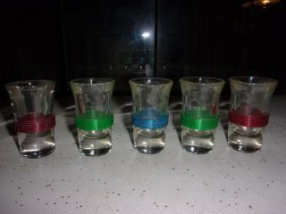 5 Shot Glasses Vintage Art Deco Celluoid Bands As Seen In Blade Runner - 3 Colors