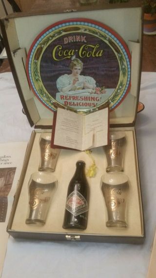Coca Cola 75th Anniversary Box Set Including Tray,  4 Glasses And Bottle