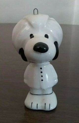 Vintage Peanuts Snoopy Wearing Turban Ceramic Christmas Ornament Japan
