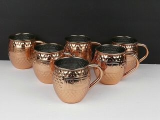 6 Ketel One Vodka Moscow Mule Copper Mugs Cups Hammered Barware Kitchen Stunning