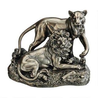 Lion And Lioness Pride Of Place Design Toscano Faux Bronze 8½ " Animal Statue