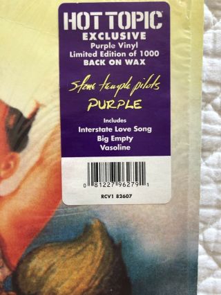 Stone Temple Pilots Purple Colored Vinyl LP Hot Topic Rare OOP Rare x/1000 STP 3