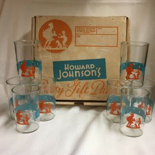 1948 - 1958 HOWARD JOHNSON GIFT SET BOX & 8 TUMBLER GLASSES 11
