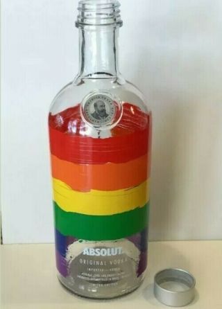 Absolut Rainbow Vodka Painted Bottle Limited Edition 750ml Gay Pride Colors