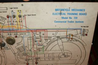 Vintage 1960 ' s Motorcycle Mechanics Electrical Training Board Gas Oil 30 