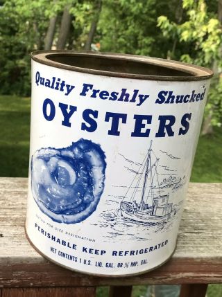 Vintage Oyster Tin Can - Gallon - United Oyster Producers - Seattle Washington