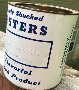 Vintage Oyster Tin Can - gallon - United Oyster Producers - Seattle Washington 3