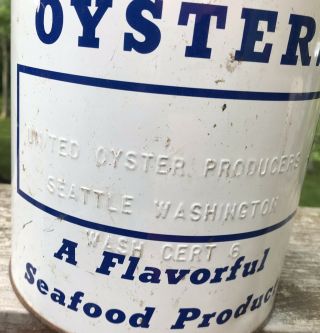 Vintage Oyster Tin Can - gallon - United Oyster Producers - Seattle Washington 4