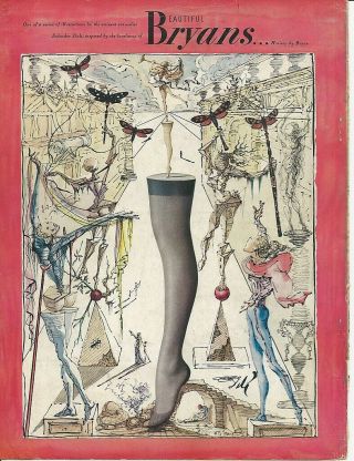 1945 Salvador Dali Surrealist Art Bryans Nylons Hosiery Legs Vintage Print Ad