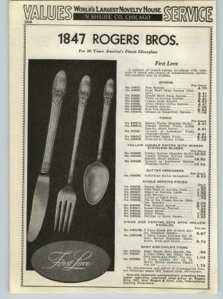 1938 Paper Ad 1847 Rogers Bros Silverware First Love Pattern Design Guild