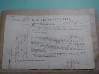 1765 Land contract signed by last colonial Governor of PA,  John Penn 11
