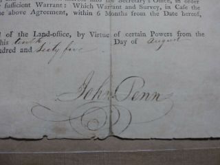 1765 Land contract signed by last colonial Governor of PA,  John Penn 3