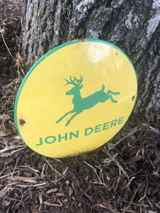John Deere Porcelain Sign Tractor Supply Door Push Dome Shape