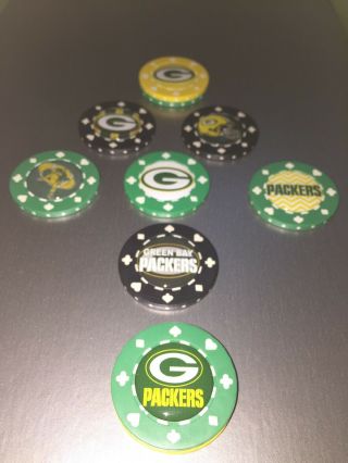 (8) Green Bay Packers Card Protector,  Card Guard Wsop,  Poker Weight,  Poker Chip
