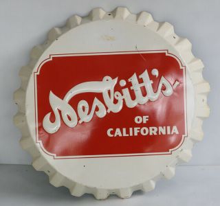 Old 1950s Nesbitts Orange 18 " Bottle Cap Sign