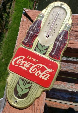 1941 Art Deco Coca - Cola Advertising Thermometer - Robinson Dualife