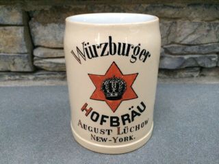 Pre Prohibition Mettlach Beer Mug Wurzburger Hofbrau York Ny German Stein