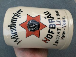 Pre Prohibition Mettlach Beer Mug Wurzburger Hofbrau York NY German Stein 2