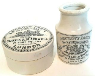 Antique Crosse & Blackwell Anchovy Paste Pot With Lid And Jar