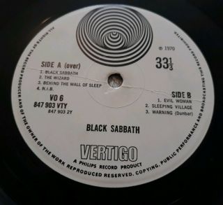 Black Sabbath 1st Press 1970 Uk Gatefold Lp Vertigo Large Swirl Phillips Rare
